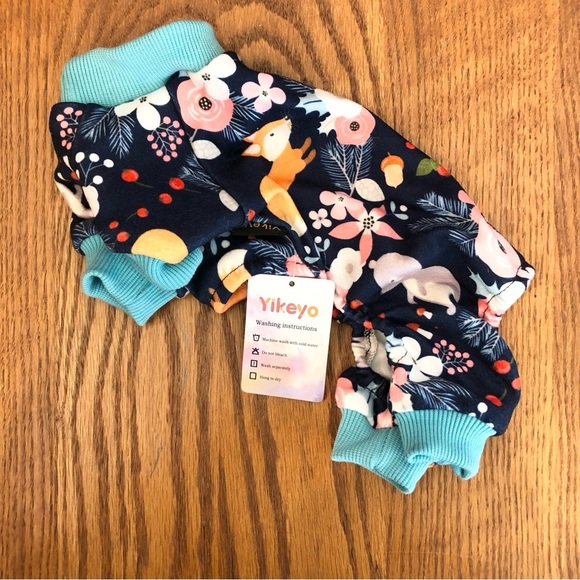 🌈 6/$60, NWT, Yikeo Dog Onesie, Fox Theme, Blue/Pink, Floral, XSmall - Picture 7 of 7